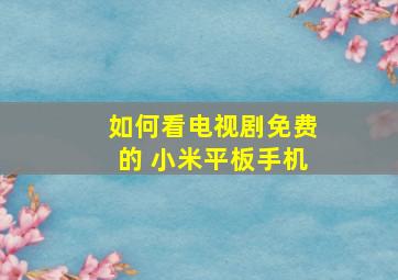 如何看电视剧免费的 小米平板手机